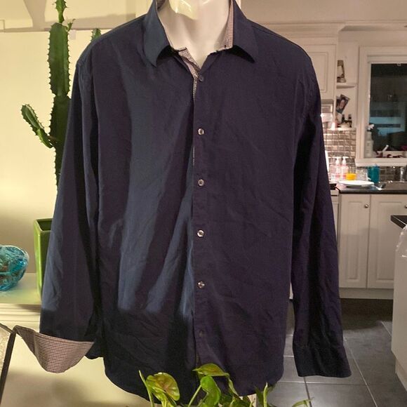 Tristan blue casual button down shirts - Picture 1 of 6